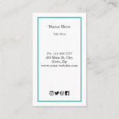 Minimalistisch Türkis Vertikal Visitenkarte (Rückseite)