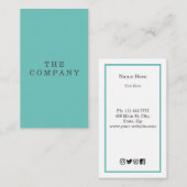 Minimalistisch Türkis Vertikal Visitenkarte (Vorne/Hinten)