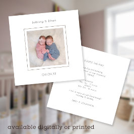 Minimalistisch Twins Foto Geburtsankündigung Ankündigung