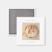 Minimalistisch Twins Foto Geburtsankündigung Magnet (Vorderseite/Rückseite)