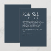 Minimalistisch Typografie Indigo Blue RSVP Karte (Vorne/Hinten)