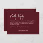 Minimalistisch Typografy Maroon RSVP Karte (Vorne/Hinten)