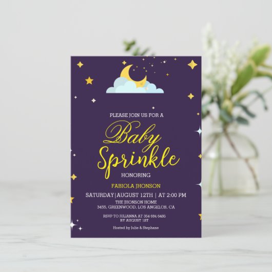 Minimalistisch über dem Mond Babybrunch-Dusche Einladung (Stehend Vorderseite)