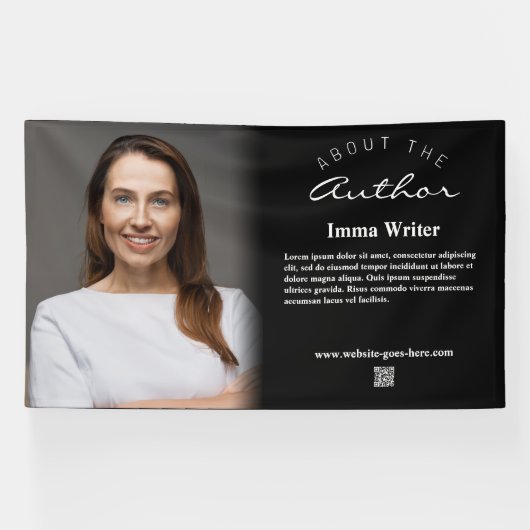 Minimalistisch über den Autor mit Bio und QR Banner (Horizontal)