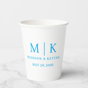 Minimalistisch und Chic Blau und Weiße Hochzeit Pappbecher