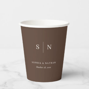Minimalistisch und Chic   Braune und cremig weiße  Pappbecher