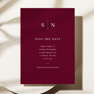 Minimalistisch und Chic Burgunder Hochzeit Save The Date