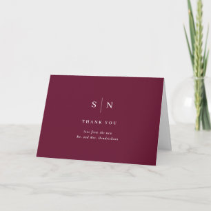 Minimalistisch und Chic Burgunderrote Hochzeit Dankeskarte