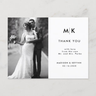 Minimalistisch und Chic   Foto-Hochzeit Danke Postkarte