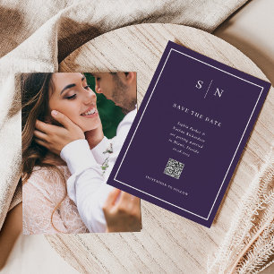 Minimalistisch und Chic   Foto Rückseite und QR-Co Save The Date