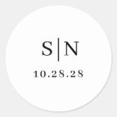 Minimalistisch und chic | Monogramm Schwarz und We Runder Aufkleber (Vorderseite)