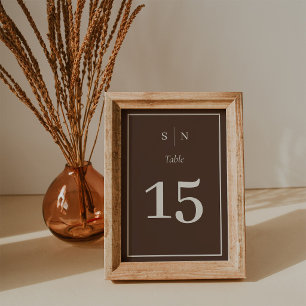 Minimalistisch und Chic Neutrale Braune Hochzeit Tischnummer