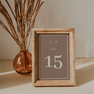 Minimalistisch und Chic   Neutrale Braut-Taupe-Hoc Tischnummer