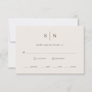 Minimalistisch und chic   Neutrale warme weiße Mah RSVP Karte