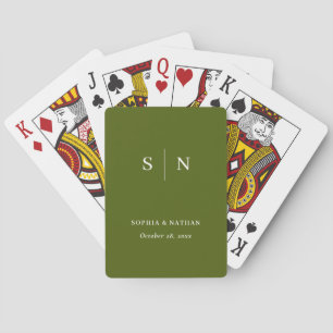 Minimalistisch und chic Oliven Grün   Hochzeit Spielkarten