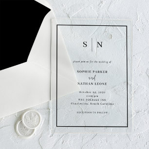 Minimalistisch und Chic Schwarze Hochzeitsumrand Acryleinladungen