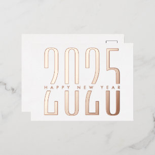 Minimalistisch und elegant 2025 Frohes Neues Jahr Folien Feiertagspostkarte
