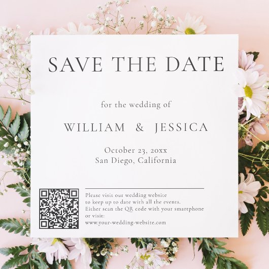 Minimalistisch und elegant mit QR-Code Save The Date