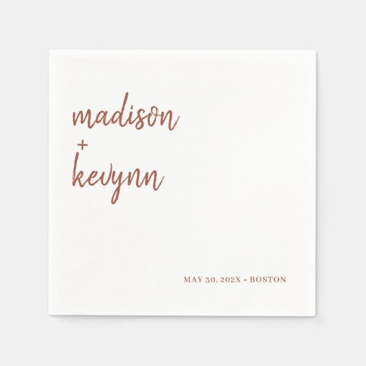 Minimalistisch und elegant Terracotta | Hochzeit v Serviette (Vorderseite)