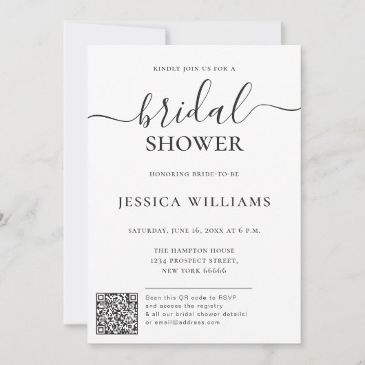Minimalistisch und modern mit QR Code Brautparty Einladung (Vorderseite)
