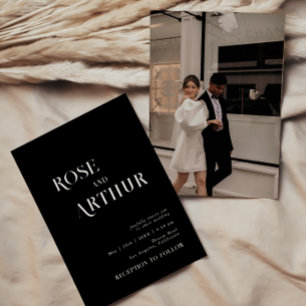 Minimalistisch und schick in Schwarzweiß Einladung