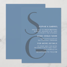 Minimalistisch und stilvoll. Dusty Blue Mongram We Einladung