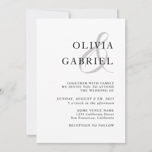 Minimalistisch und stilvoll. Moderne Schwarz-Weiß- Einladung (Vorderseite)