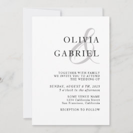 Minimalistisch und stilvoll. Moderne Schwarz-Weiß- Einladung