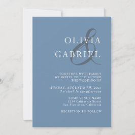 Minimalistisch und stilvoll. Typografie Blue Weddi Einladung