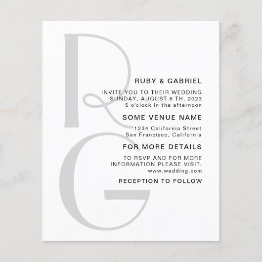 Minimalistisch und stilvoll. Typografie-Monogramm- Flyer (Vorne)