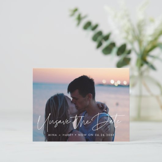 Minimalistisch Unsave das Datum der Hochzeitsankün Postkarte (Stehend Vorderseite)