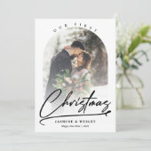 Minimalistisch Unser erstes Foto zu Weihnachten (Stehend Vorderseite)