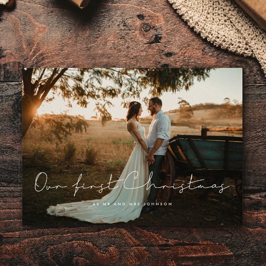 Minimalistisch Unser erstes Foto zu Weihnachten Postkarte