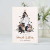 Minimalistisch unser erstes Verheiratetes Weihnach Einladung (Stehend Vorderseite)