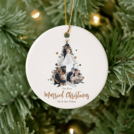 Minimalistisch unser erstes Verheiratetes Weihnach Keramik Ornament