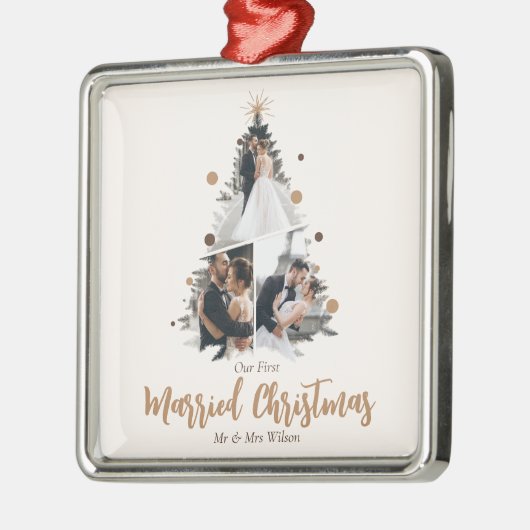 Minimalistisch unser erstes Verheiratetes Weihnach Ornament Aus Metall (Links)