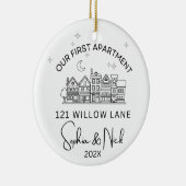 Minimalistisch unsere erste schwarze und weiße Woh Keramik Ornament (Rechts)