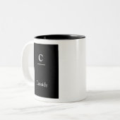 Minimalistisch Unterstreichen Schwarz-weiß Moderne Zweifarbige Tasse (Vorderseite Links)