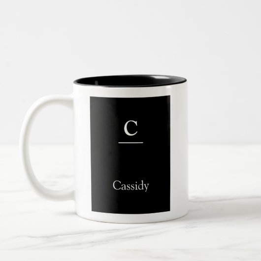 Minimalistisch Unterstreichen Schwarz-weiß Moderne Zweifarbige Tasse (Links)