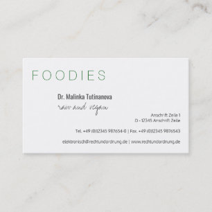 minimalistisch vegan visitenkarte