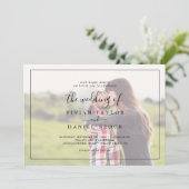 Minimalistisch | Verblasste horizontale Foto Hochz Einladung (Stehend Vorderseite)