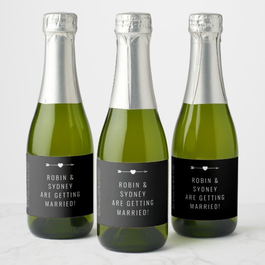 Minimalistisch | VERLOBUNG | Mini Sparkling Wine L Schaumweinetikett (Flaschen)
