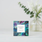 Minimalistisch Vibranly Blue Aquamarin Watercolor  Quadratische Visitenkarte (Stehend Vorderseite)