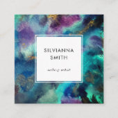 Minimalistisch Vibranly Blue Aquamarin Watercolor  Quadratische Visitenkarte (Vorderseite)