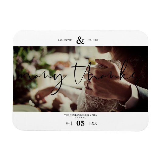 Minimalistisch vielen Dank Custom Foto Couple Wedd Magnet (Horizontal)