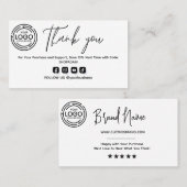 Minimalistisch Vielen Dank für Ihren Kauf mit Logo Visitenkarte (Vorne/Hinten)