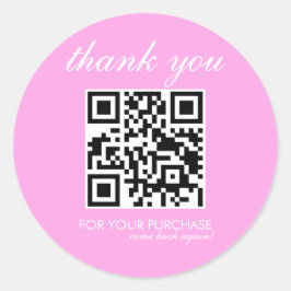 Minimalistisch Vielen Dank, QR-Code-Skript Pink Runder Aufkleber