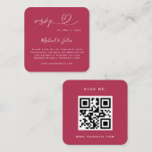 Minimalistisch Viva Magenta Herz QR Code Wedding R Begleitkarte (Vorne/Hinten)