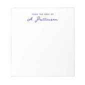 Minimalistisch vom Schreibtisch des Blue-Script-Na Notizblock (Vorderseite)