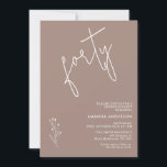 Minimalistisch Warm Brown Boho Motif 40. Geburtsta Einladung<br><div class="desc">Minimalistisch Warm Brown Boho Motif 40. Geburtstag Einladung Einfach,  modern und minimalistisch im Stil,  warm braun gefärbt 40. Geburtstag Einladung mit einem herausnehmbaren gezeichnet Blattmotiv.</div>